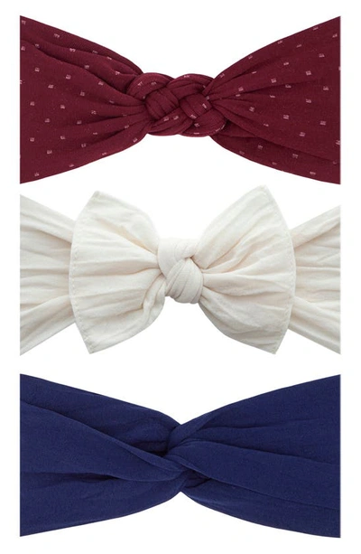 Baby Bling Babies' Knot Headbands In Oat/ Burgdot/ Cobalt