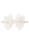 Baby Bling Babies' Tulle Fab Bow Headband In Blush/ Oatmeal
