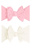 Baby Bling Babies' 2-pack Bow Headbands In Zinnia Ivory