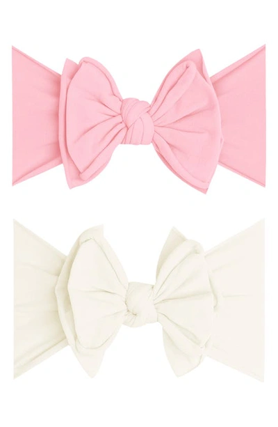 Baby Bling Babies' 2-pack Bow Headbands In Zinnia Ivory