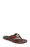 Gucci Kika Gg Web Flip Flop In Green/red/black