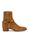 Saint Laurent Wyatt Harness Ankle Boots In Noisette