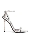 Tom Ford Womens Silver Padlock Leather Heeled Sandals In Silver