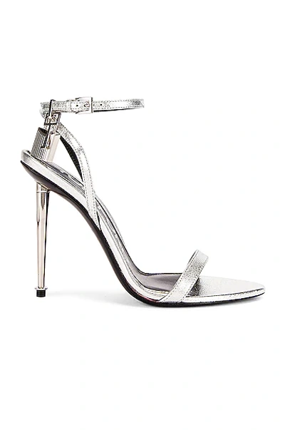 Tom Ford Padlock Pointy Naked Sandal 105 In Silver