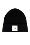 Y-3 Logo-patch Merino Beanie In Black