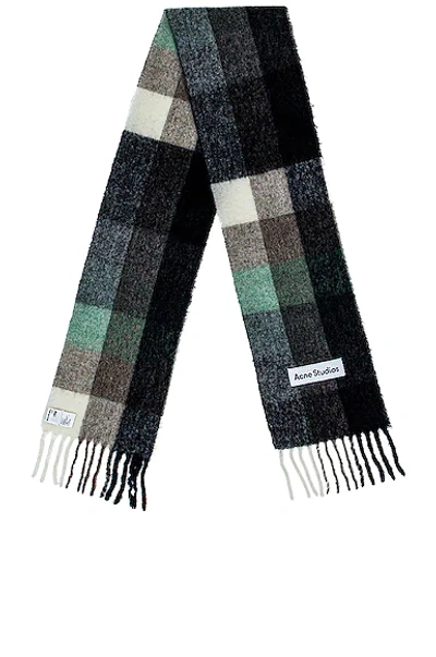 Acne Studios Vally Scarf In Green  Grey & Black