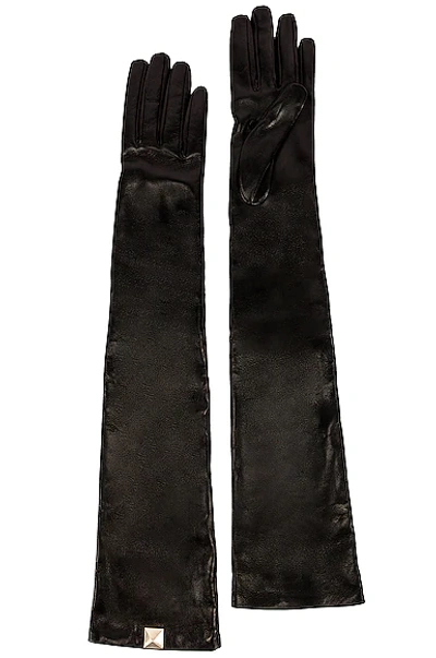 Valentino Garavani Roman Stud Elbow-length Gloves In Black