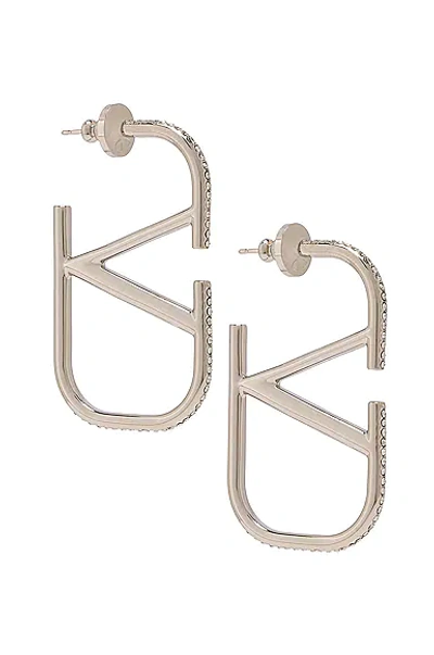 イヤリング VALENTINO Silver Colored VLogo Earrings in Brass Man Valentino Garavani Vlogo Signature Earrings In Rodio