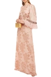 ANDREW GN EMBELLISHED METALLIC FIL COUPÉ SILK-BLEND GOWN,3074457345626956719