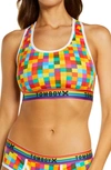 Tomboyx Next Gen Racerback Bra In Rainbow Squared Print