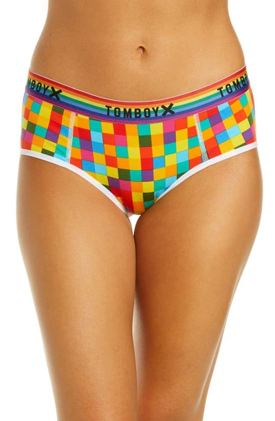 Tomboyx Hipster Briefs In Rainbow Squared Print