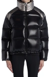 Moncler Cuscute Metallic Collar Down Puffer Jacket In Black