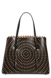 Alaïa Mini Vienne Mina Palm Perforated Leather Tote In Noir/ Sable 2