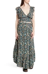 Free People Pretty Daze Floral Crop Top & Midi Skirt In Black Combo