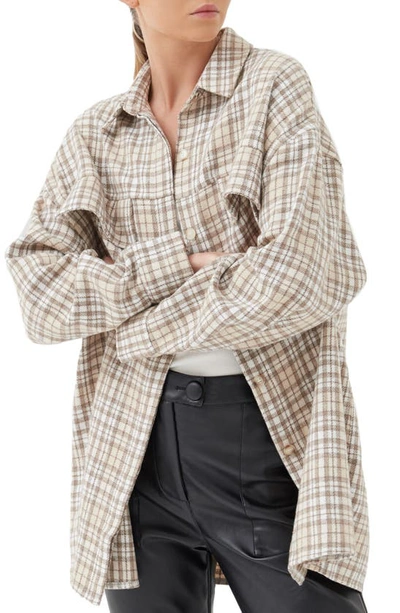 4th & Reckless Coralie Check Button-up Shirt In Beige And White Check
