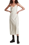 Allsaints Hadley Cowl Slip Dress In Arctic White