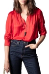 Zadig & Voltaire Womens Passion Tink Relaxed-fit Satin Blouse L In Passion