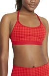 Nike Dri-fit Indy Icon Clash Women's Light-support Padded Houndstooth Sports Bra In Red/white