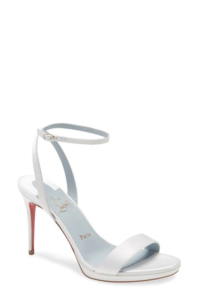 Christian Louboutin Loubi Queen Ankle Strap Sandal In Off White/blue