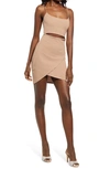 Lulus Cutout On The Town Cutout Body-con Minidress In Nude