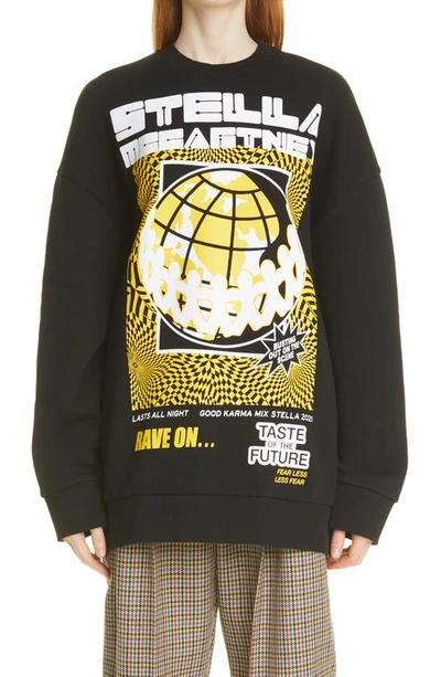 Stella Mccartney Rave Printed Cotton-fleece Sweatshirt In Black,yellow,white