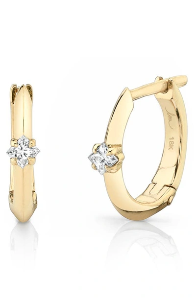 Lizzie Mandler Fine Jewelry Knife Edge Diamond Huggie Hoop Earring In Yellow Gold