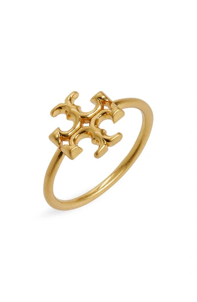 Tory Burch Kira Goldtone Logo Ring In Rolled Brass