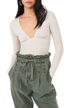 Free People Lindsey Plunge V-neck Top In Ivory Combo