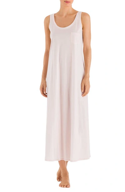 Hanro Cotton Deluxe Long Sleeveless Nightdress In Crystal Pink