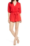 FRAICHE BY J BALLOON SLEEVE TIE FRONT ROMPER,FD 2975