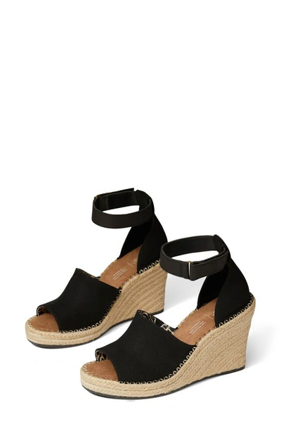 Toms Marisol Peep Toe Wedge Sandal In Black