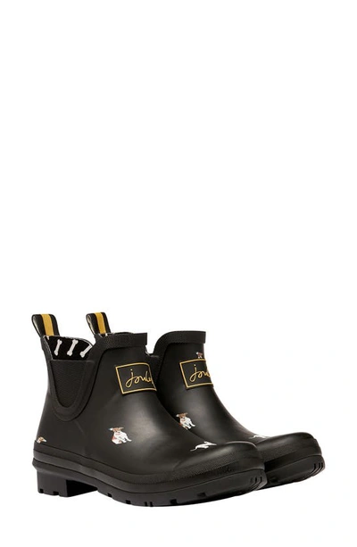 Joules Wellibob Short Rain Boot In Black Dog