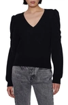 Frame Frankie Puff Sleeve Cashmere Sweater In Noir