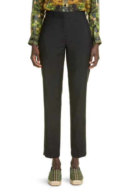 Burberry Aimie Slim Fit Mohair & Virgin Wool Trousers In Black