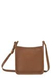 Longchamp Small Le Foulonné Leather Crossbody Bag In Caramel
