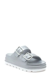 Jslides Simply B Dual-buckle Slide Sandals In Silver