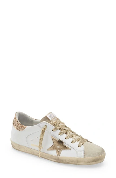 Golden Goose Super-star Low Top Sneaker In White/ Beige/ Gold