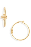 Tory Burch Women's Kira Goldtone Logo Hoop Earrings In Rolled Brass