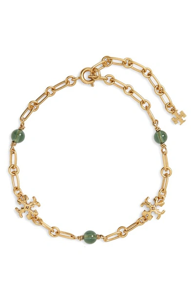 Tory Burch Roxanne Goldtone & Beaded Chain Bracelet In Yellow Gold