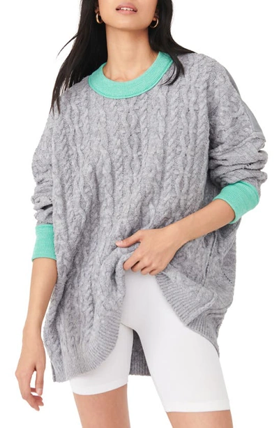 Free People Women's Olympia Cable-knit Oversized Jumper In Grey Combo