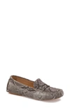 Johnston & Murphy Maggie Penny Loafer In Taupe Snake Print Suede