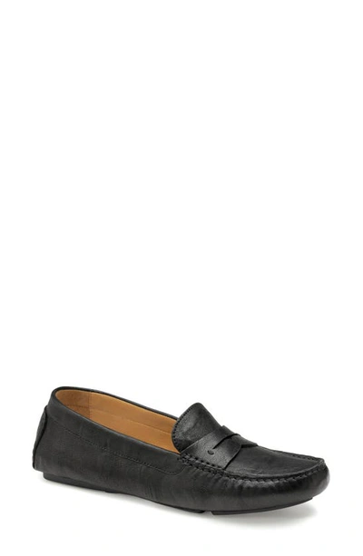 Johnston & Murphy Maggie Penny Loafer In Black Washed Sheepskin