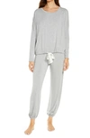 Eberjey Gisele Jersey Knit Slouchy Pajamas In Heather Grey/ Ivory