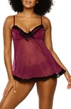 Black Bow 'ruffles Galore' Underwire Chemise & Hipster Briefs In Black Lily