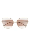 Fendi 61 Butterfly Sunglasses In Shiny Endura Gold / Brown