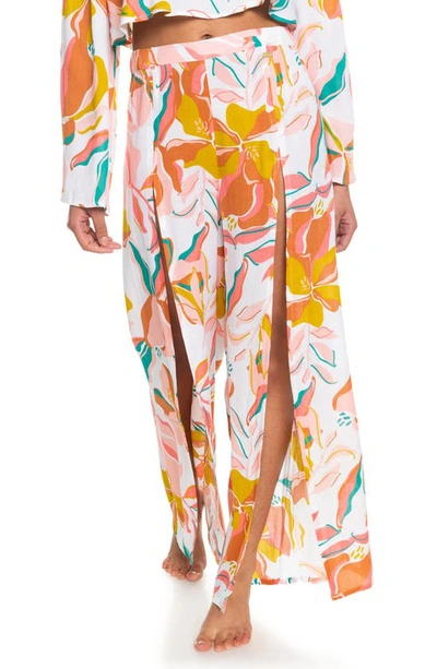 Roxy Saturday Best Split Leg Trousers In Bright White Paradiso Opt1