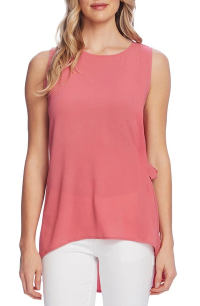 Vince Camuto Side Tie Sleeveless High Low Blouse In Coral Blossom