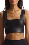 Commando Cropped Faux Stretch-leather Top In Black