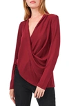 1.state Long Sleeve Cross Front Cozy Knit Top In Wine