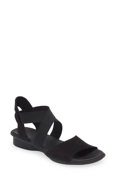 Arche Satia Sandal In Black Nubuck Leather